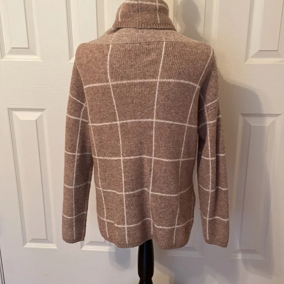 Madewell Turtleneck Grid Pattern Cozy Sweater Oversized XS Beige Color Cozy EUC - Picture 4 of 12